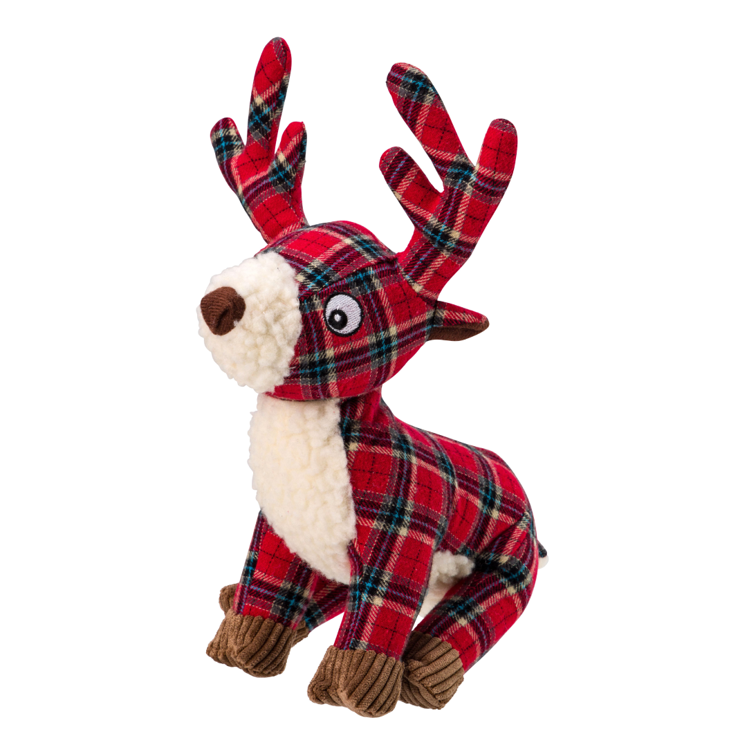 Dog Toy Red Tweed Reindeer