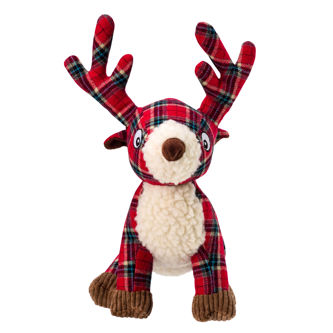 Dog Toy Red Tweed Reindeer