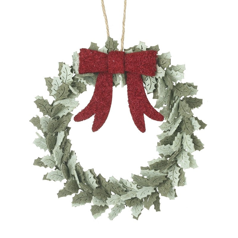 Heaven Sends Felt Holly Leaves Wreath Christmas Decoration