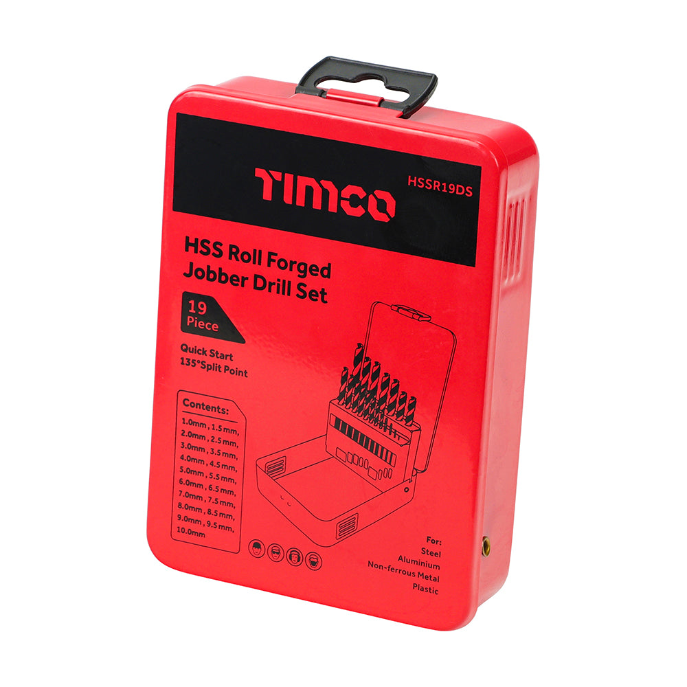 TIMCO - Roll Forged Jobber Drills Set - HSS - 19PCE