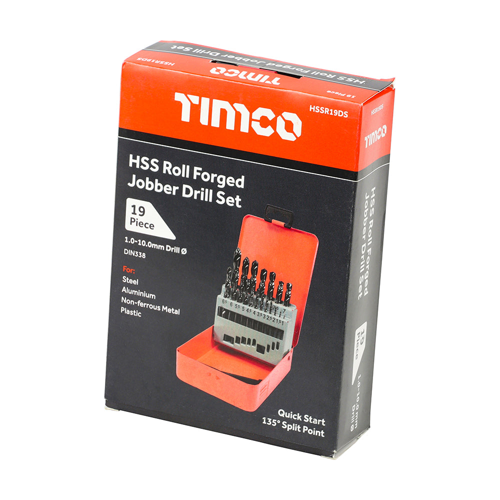 TIMCO - Roll Forged Jobber Drills Set - HSS - 19PCE