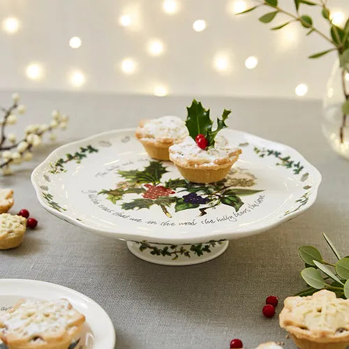 The Holly & The Ivy Footed Cake Plate