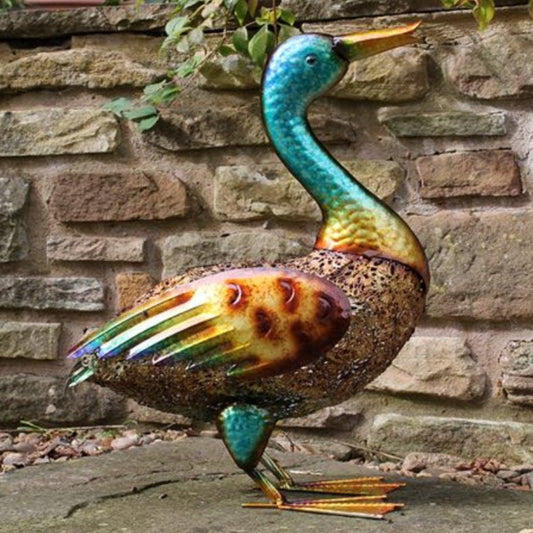 Greenkey Hand Painted Metal Duck - Blue Head