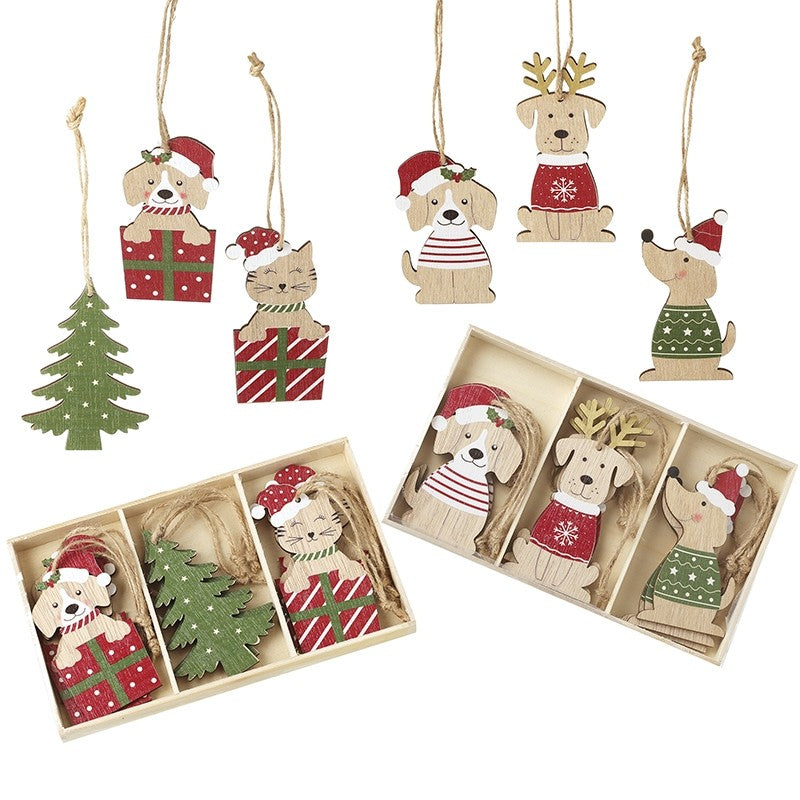 Heaven Sends Dogs & Cats Boxed Mix Hanging Christmas Decorations