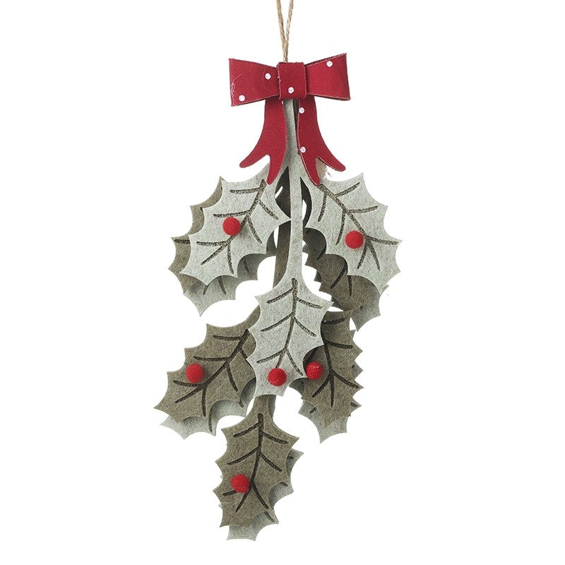 Heaven Sends Green Holly Felt Hanging Decoration