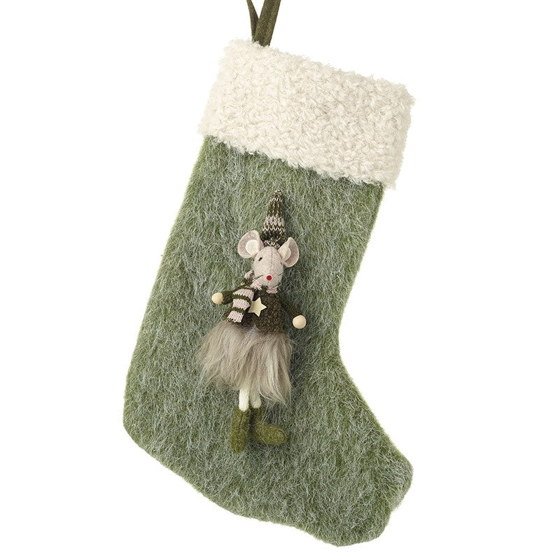 Heaven Sends Green Mouse Stocking Christmas Decoration