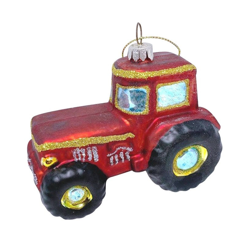 Heaven Sends Hanging Glass Red Tractor Christmas Decoration