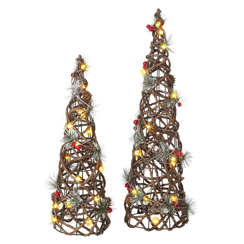 Heaven Sends Light Up Rattan Cone Tree Set