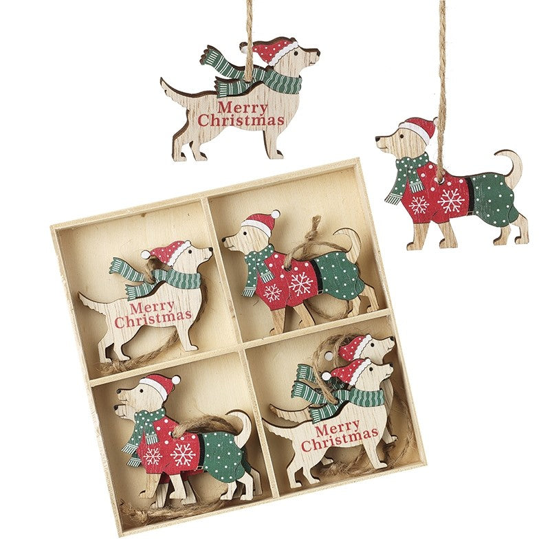 Heaven Sends Merry Christmas Wooden Dog Baubles