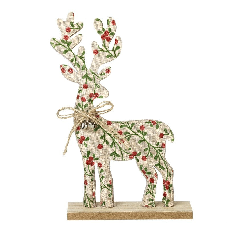 Heaven Sends Patterned Fabric Standing Reindeer Christmas Decoration