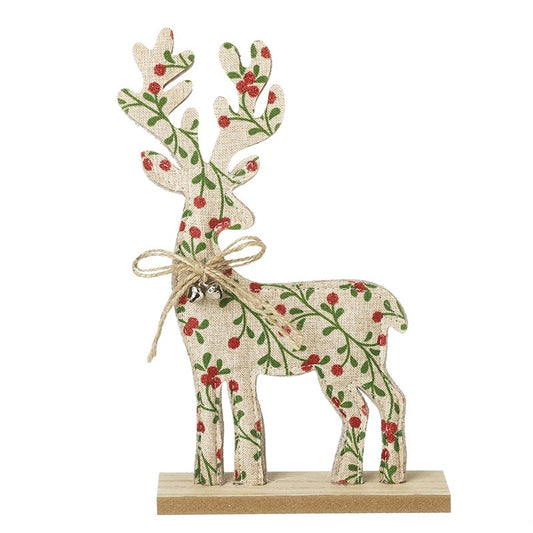 Heaven Sends Patterned Fabric Standing Reindeer Christmas Decoration
