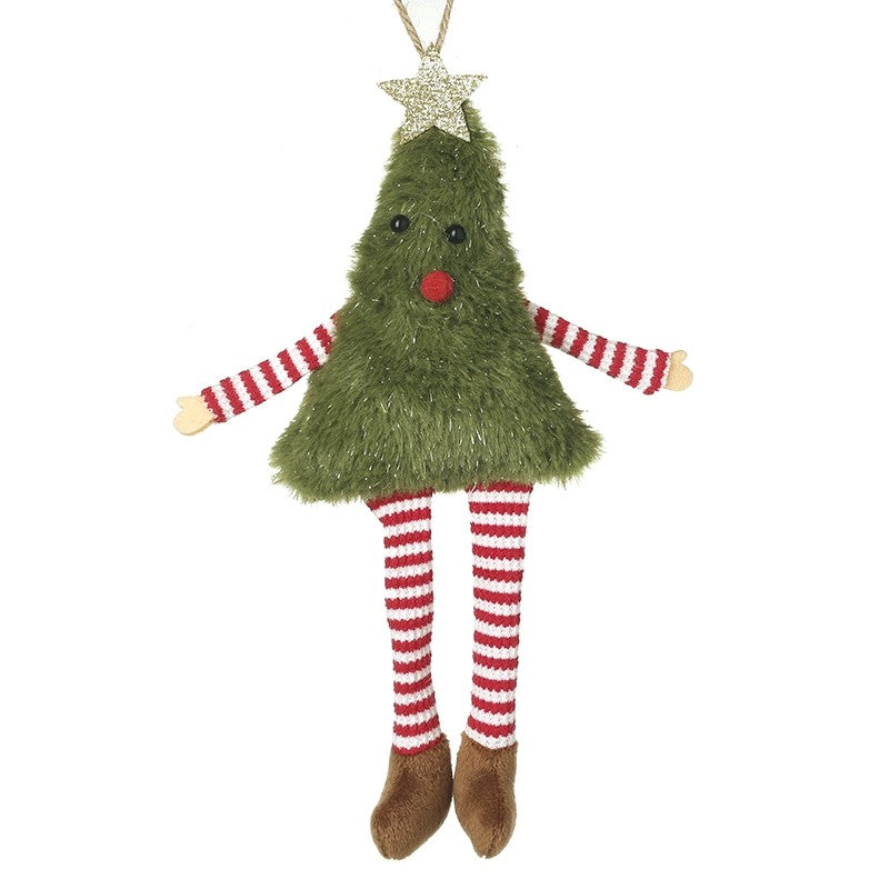 Heaven Sends Plush Green Tree With Happy Face Hanging Christmas Decoration