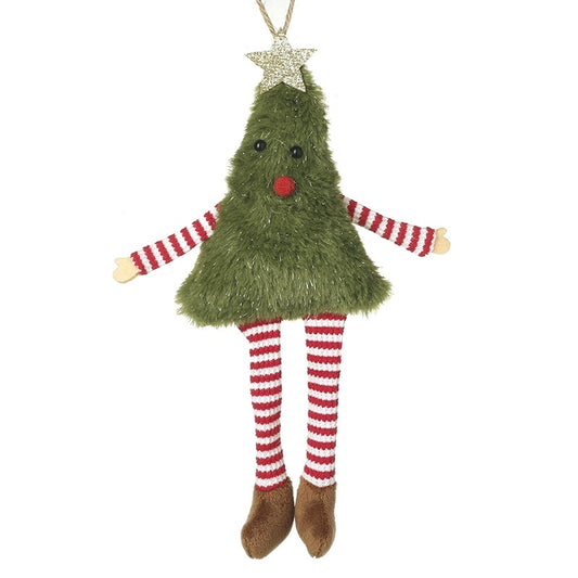 Heaven Sends Plush Green Tree With Happy Face Hanging Christmas Decoration
