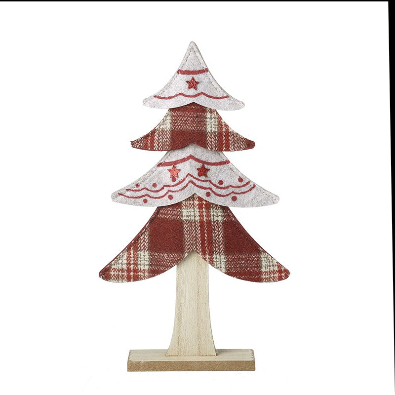 Heaven Sends Red White Tartan Felt Christmas Tree Standing Decoration