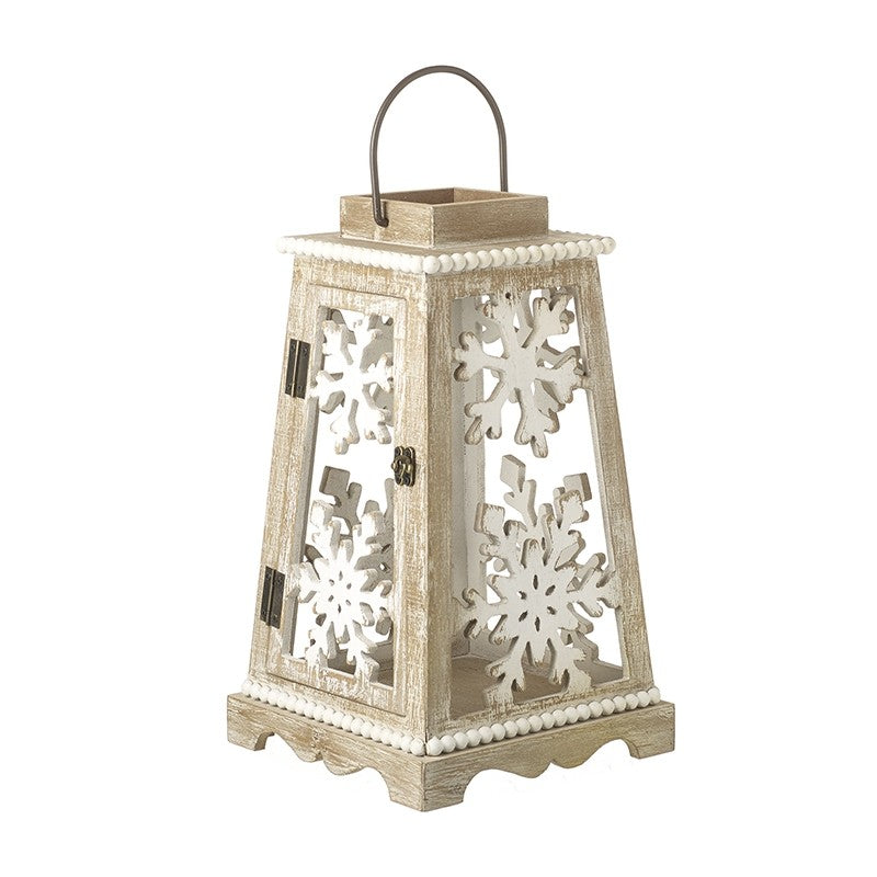 Heaven Sends Small Wooden Snowflake Lantern Christmas Decoration