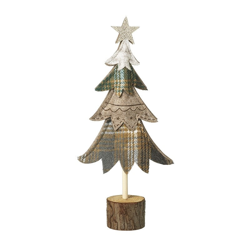 Heaven Sends Tapestry Christmas Tree On A Log Small Decoration