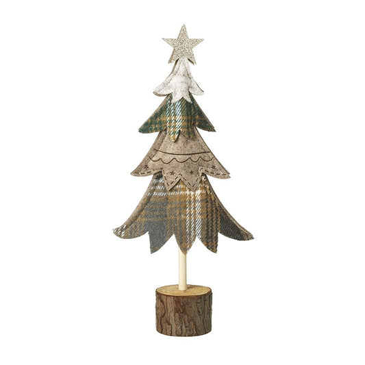Heaven Sends Tapestry Christmas Tree On A Log Small Decoration