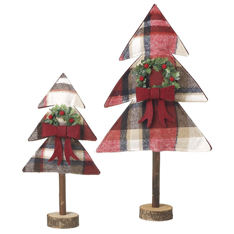 Heaven Sends Tartan Christmas Tree Standing Decoration Set of 2