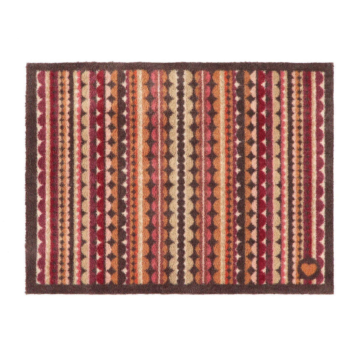 Hug Rug Beady Stripe Earth washable doormat with non-slip recycled rubber backing and brown striped pattern
