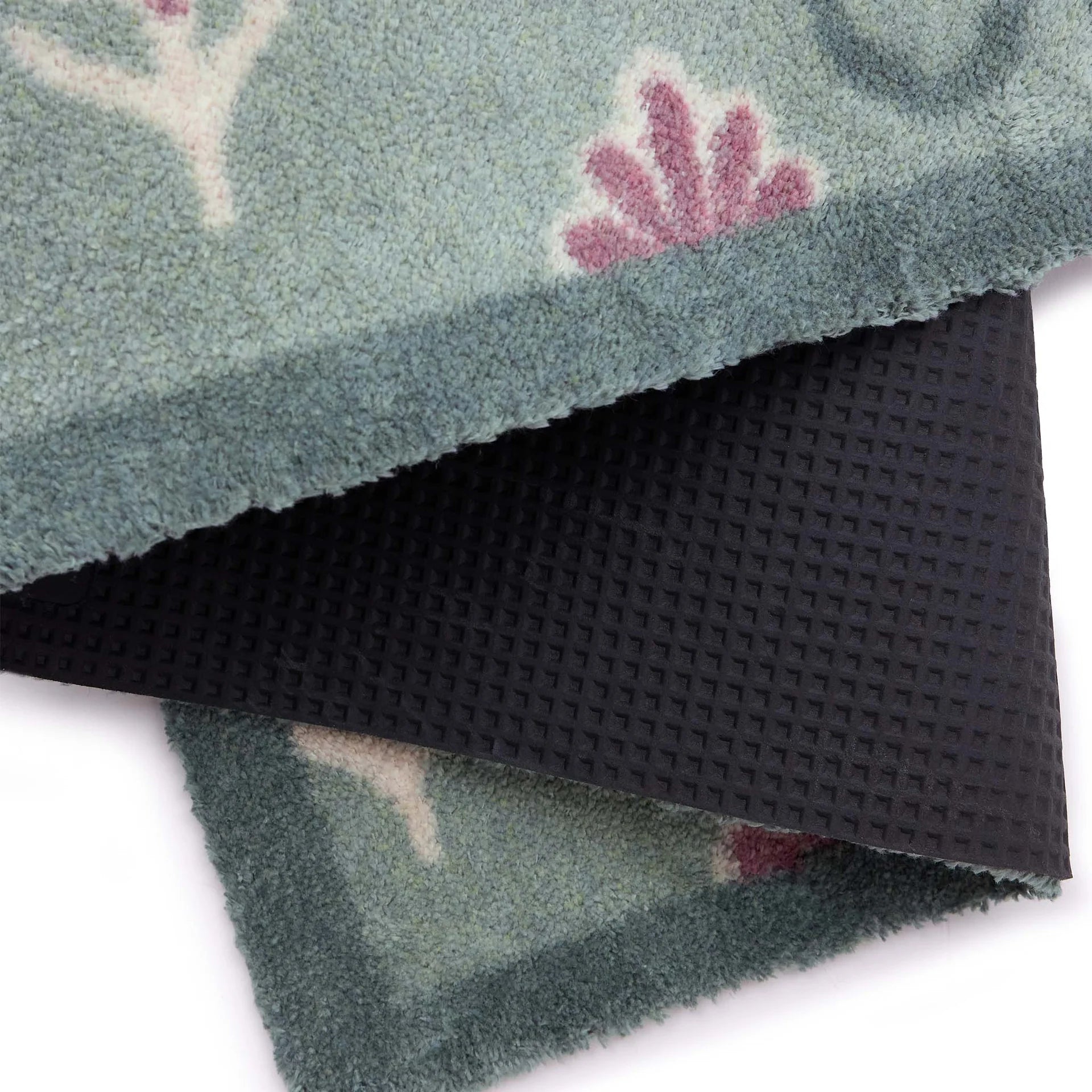 Hug Rug Disty Floral Green Washable Doormat