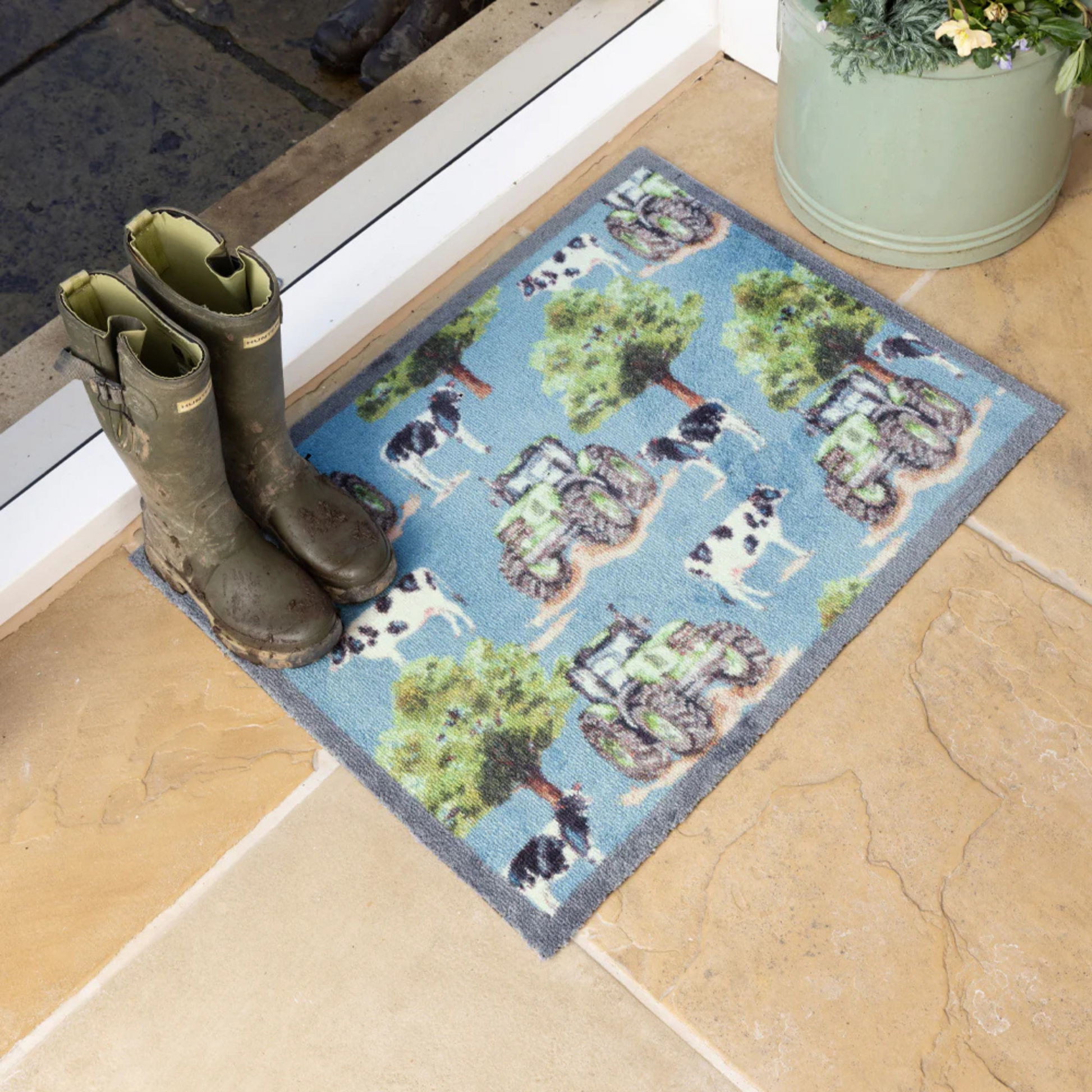 Hug Rug Farmyard Tractors & Cows Door Mat