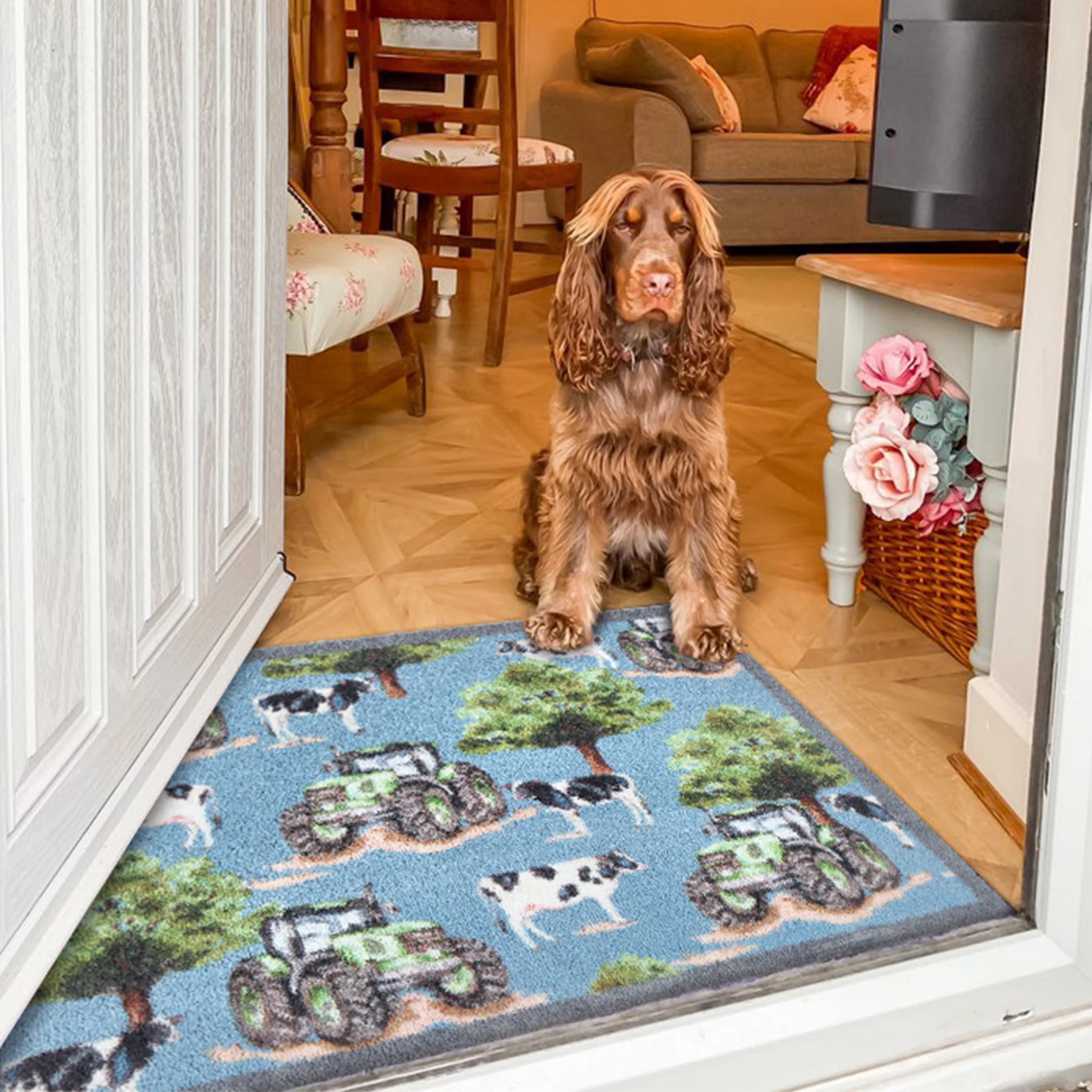 Hug Rug Farmyard Tractors & Cows Door Mat