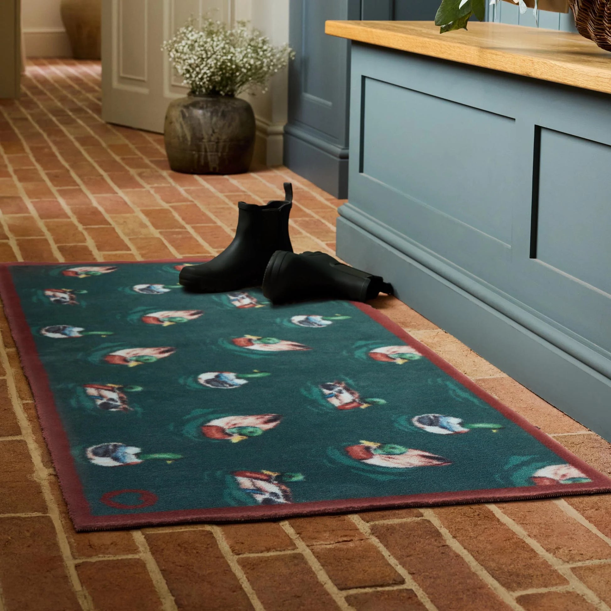 Hug Rug Swimming Ducks Teal Runner Mat