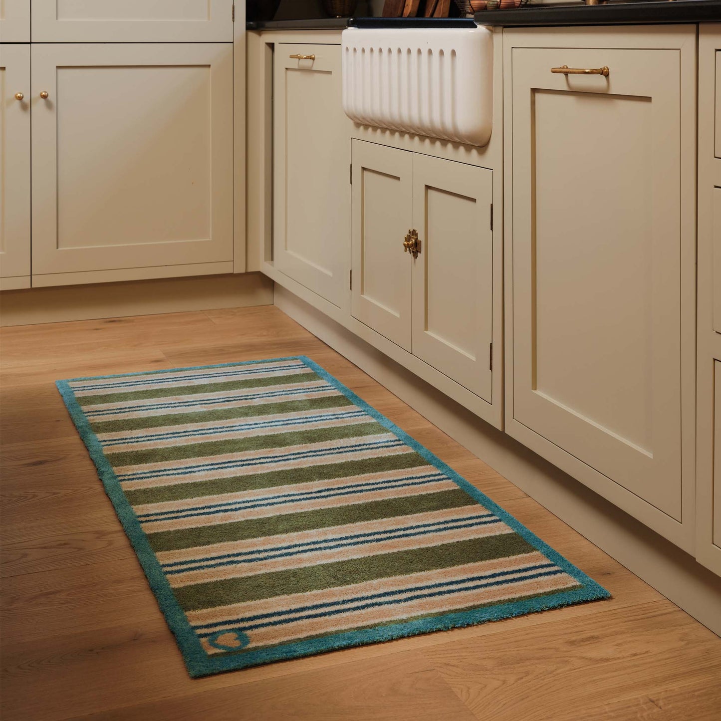 Hug Rug Timeless Stripe Green Washable Runner