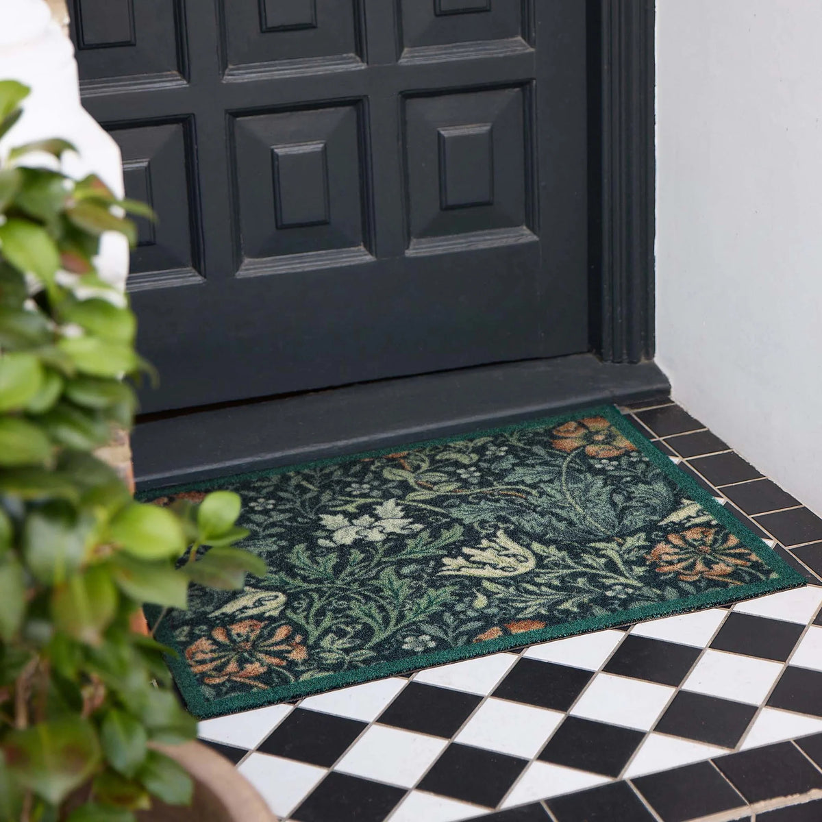 Hug Rug x Morris and Co Compton Multi outdoor doormat featuring J H Dearle floral pattern