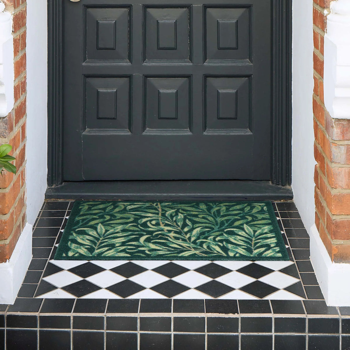 Hug Rug x Morris and Co Willow Bough Green outdoor doormat featuring William Morris leafy pattern