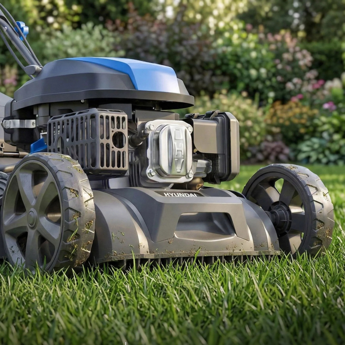 Hyundai HYM22200SPEX Self-Propelled Electric Start Petrol Lawnmower 22"/56cm