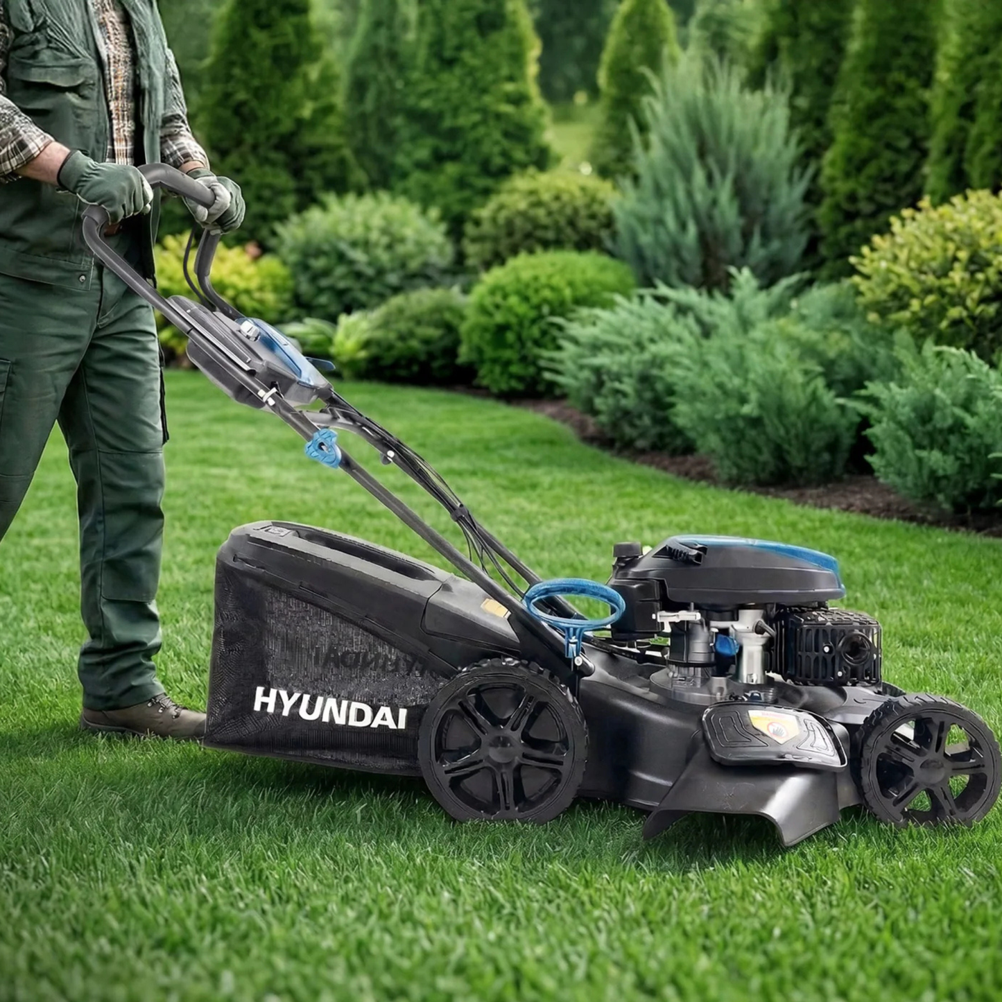 Hyundai HYM22200SPEX Self-Propelled Electric Start Petrol Lawnmower 22"/56cm