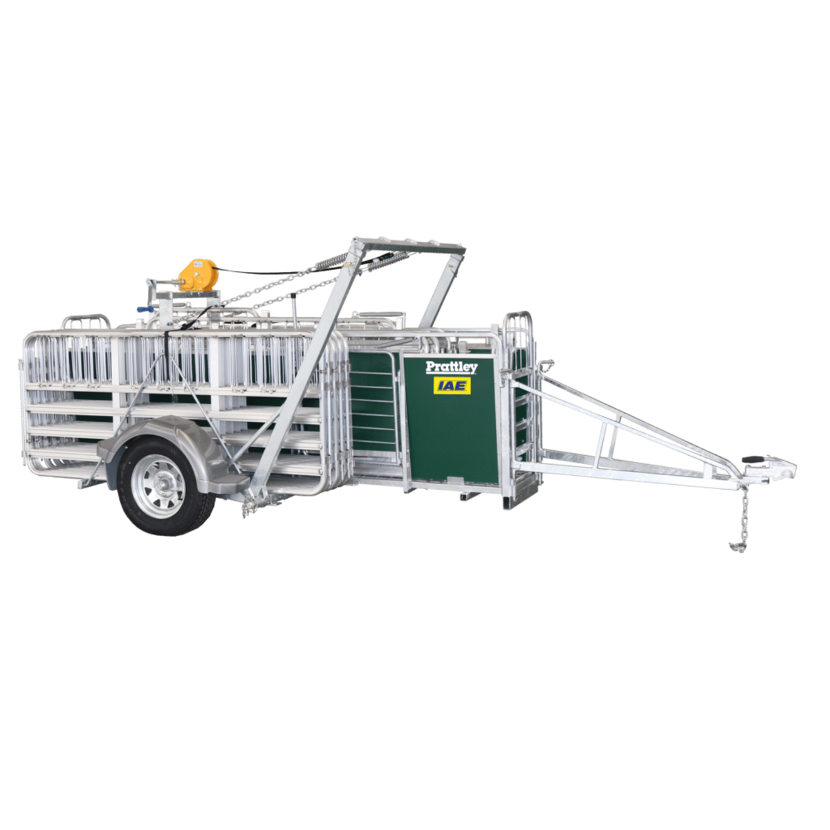 IAE Prattley 10ft standard mobile yard sheep handling trailer system with alloy hurdles packed for road transport