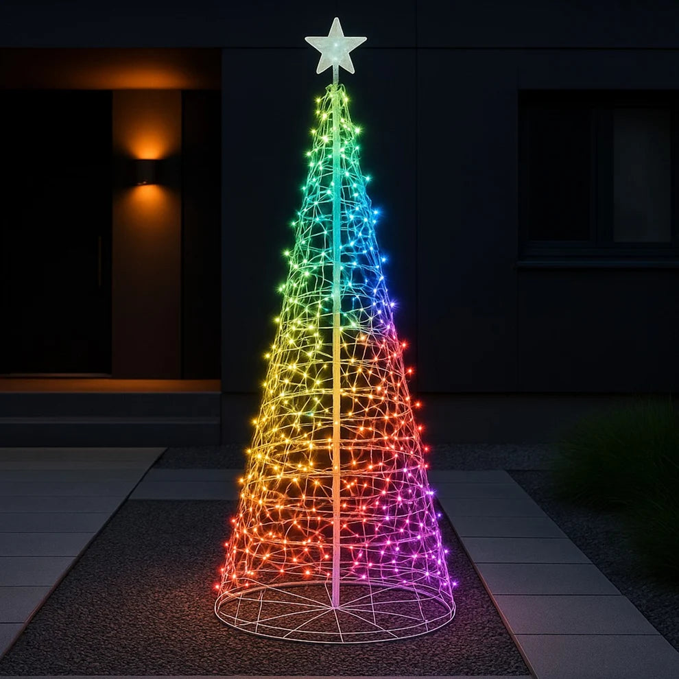 Noma 1.8m Spectrum digital remote control icicle spiral Christmas tree illuminated with multi-coloured light patterns
