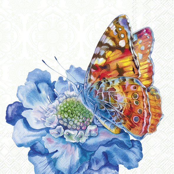 IHR Light Blue Graceful Butterfly Lunch Napkins