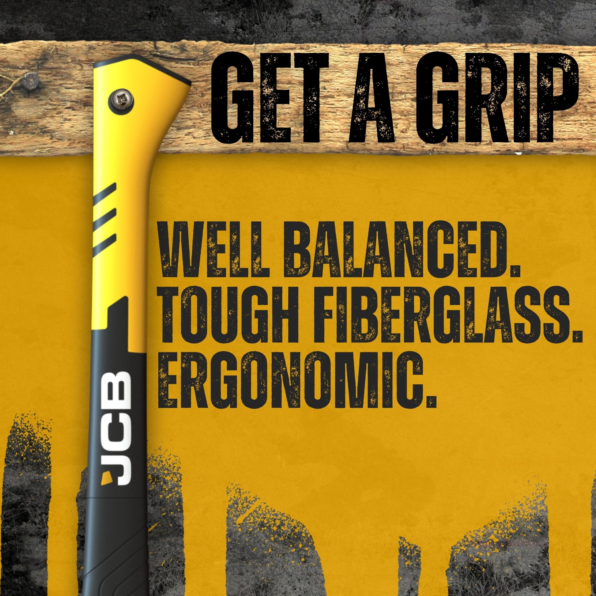 JCB Splitting Axe 28"/ 2kgs TPR Grip FG Composite + Sheath