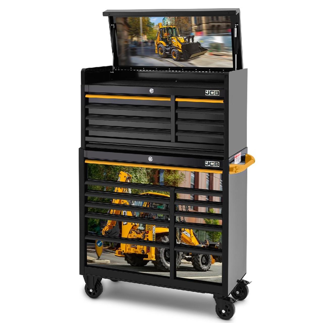 JCB Roller Cabinet and Top Tool Chest Stack with Backhole Loader Wrap