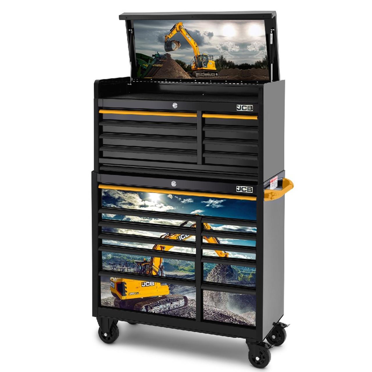 JCB Roller Cabinet and Top Tool Chest Stack