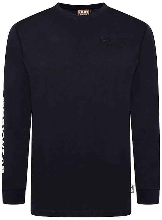 JCB Workwear Navy Banner Long Sleeve Navy T Shirt