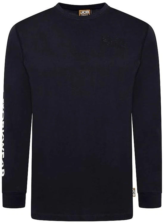 JCB Workwear Navy Banner Long Sleeve Navy T Shirt