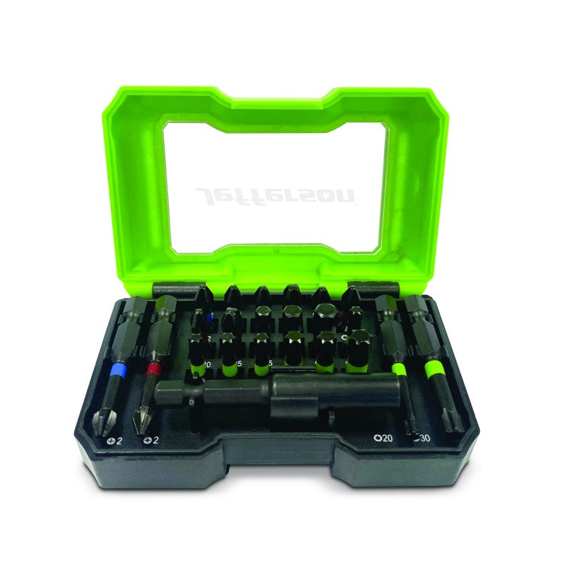 Jefferson 23 piece impact rated screwdriver bit set in compact storage case