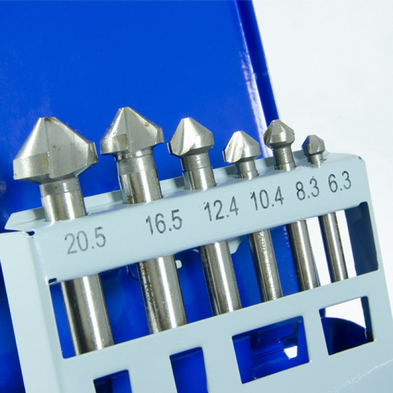 Jefferson 6 piece HSS 90 degree three flute countersink bit set in storage case