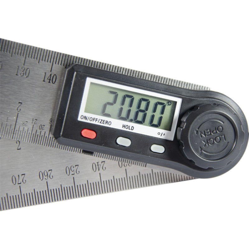 Jefferson 400mm stainless steel digital angle rule with LCD display for woodworking