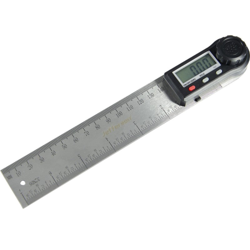 Jefferson 400mm stainless steel digital angle rule with LCD display for woodworking