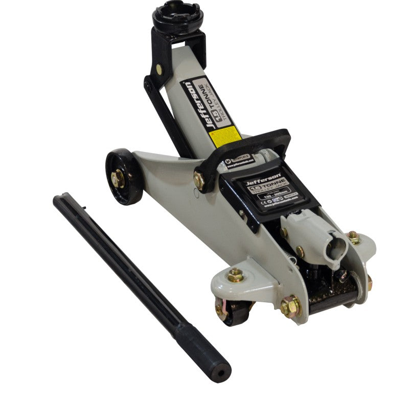 Jefferson 1.5 tonne low profile hydraulic steel trolley jack for automotive workshops