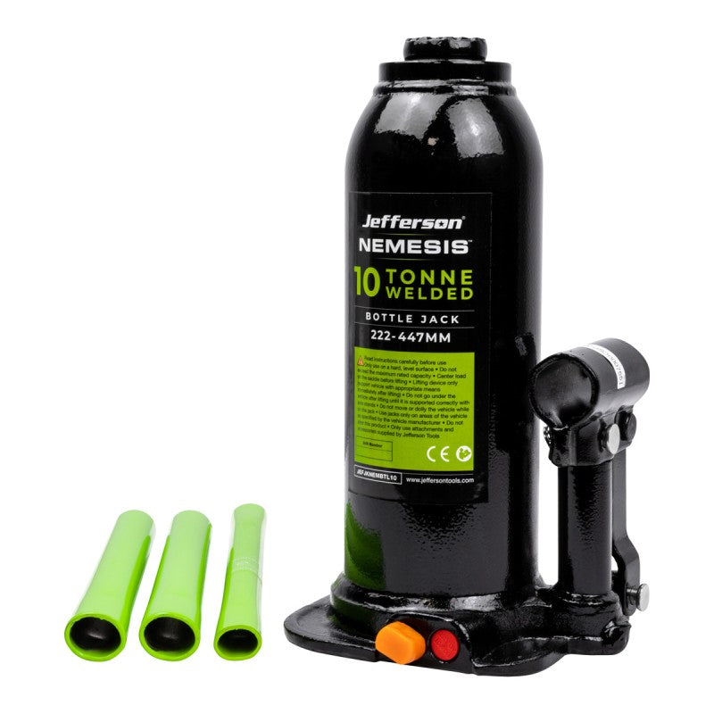 Jefferson Nemesis 10 tonne heavy duty hydraulic bottle jack for workshop vehicle lifting