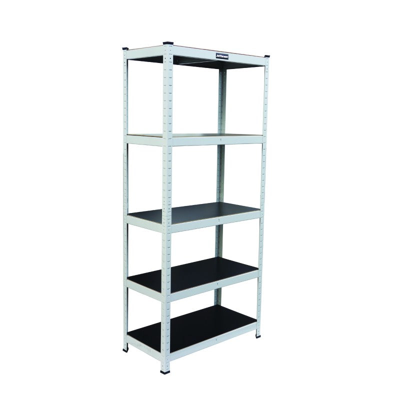 Jefferson 5 tier painted steel workshop racking unit with 350kg shelf capacity