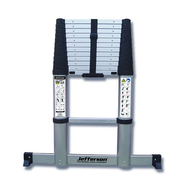 Jefferson 3.8m Safe Close Telescopic Ladder With Stabilising Base Bar