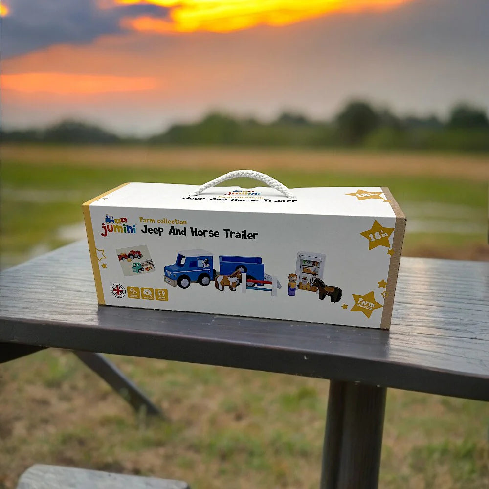 Inside Out Toys - Farm - Jeep and Horse Trailer (with horses and jump)