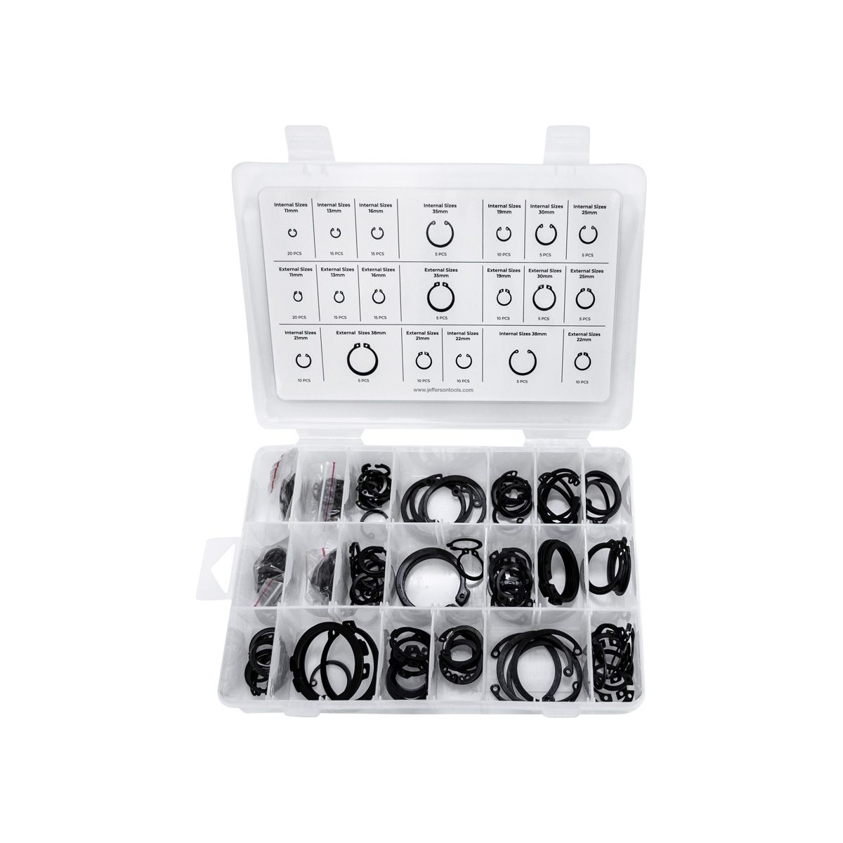 Jefferson Metric Internal External Circlip Assortment 200 Piece Set